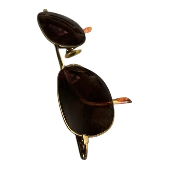 Polo Ralph Lauren Gold Oval Sunglasses Brown Lenses Vintage Style